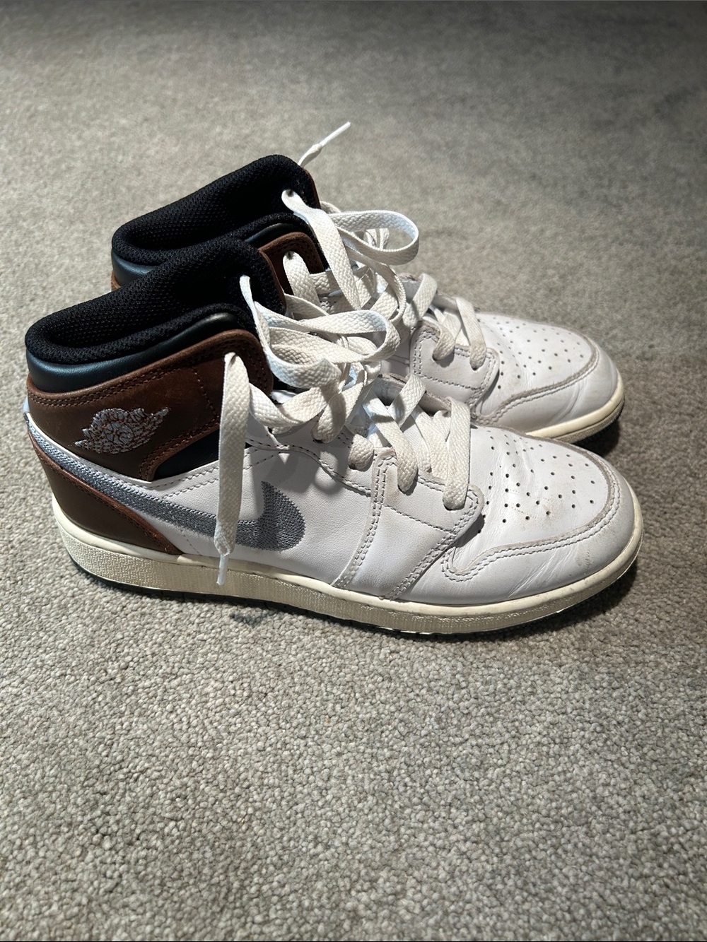 Nike Kids White and Brown High-Top Sneakers
